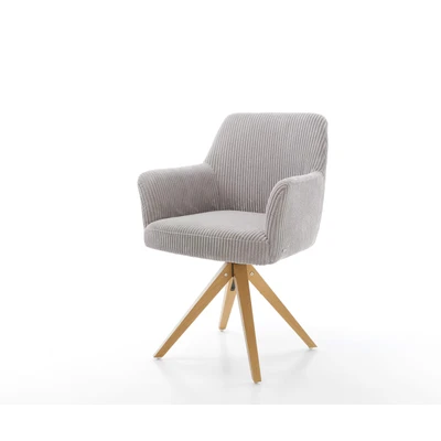 Afbeelding van Eetkamerstoel Xana Flex met armleuning houten frame hoekig natuur koord zilver grijs pocketveer kern 180 draaibaar