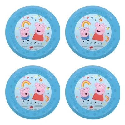 Afbeelding van Procos Peppa Pig Messy Play plastic bord, 4 stuks, herbruikbaar, feestservies voor verjaardag of themafeest, Wutz
