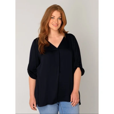 Afbeelding van Base Level Curvy blouse donkerblauw