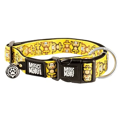 Afbeelding van Max &amp; Molly Urban Pets Smart ID Hondenhalsband met druppels, veiligheidsschild QR code voor huisdieren en gepersonaliseerd huisdierprofiel, zacht gevoerd neopreen, waterdicht, wasbaar