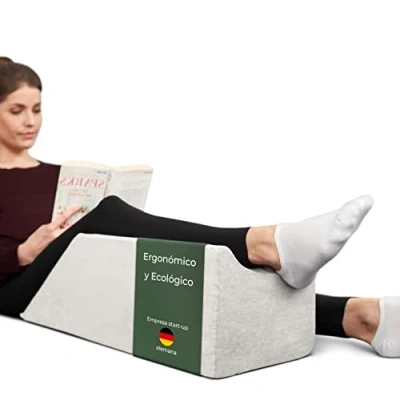 Afbeelding van Ergonomisch aderkussen om de benen op te bergen, plat beenverhogingskussen, beensteun wigkussen, steunkussen voor en knieën, ideaal als lymfekussen aderwig