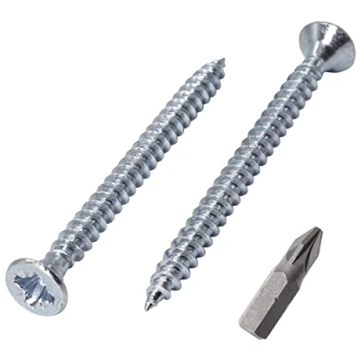 Afbeelding van SKIR&#039;CO (Pack van 250 stuks) verzinkt staal 3,0 x 45 mm zilveren houtschroeven, Pozidriv verzonken kop, spaanplaat schroeven, PZ volledig schroefdraad (250, mm)