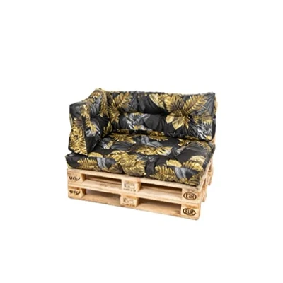 Afbeelding van TexDeko® Garden Palletkussen, 120 x 80 18 cm, waterafstotend, uv bestendig, voor binnen en buiten, premium zitkussen, gewatteerd palletkussen Europallets (3 delige set, bloem)