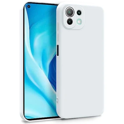 Afbeelding van MyGadget siliconen hoesje compatibel met Xiaomi Mi 11 Lite 5G, tweelaagse telefoonhoes camerabescherming, cover binnenvoering en buiten, wit