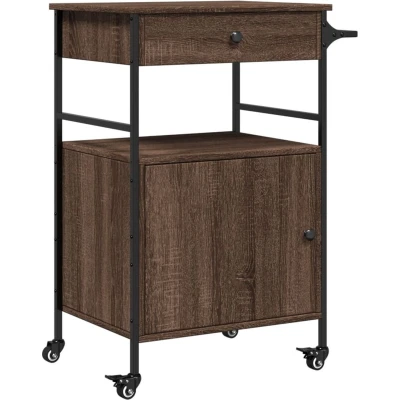 Afbeelding van vidaXL Keukentrolley 56x43x89,5 cm bewerkt hout bruin eikenkleurig