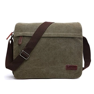 Afbeelding van LOSMILE Schoudertassen voor heren, canvas schoudertassen, laptoptassen, tassen, schooltas, werk of schoolleven, L Groen, Grün, Schoudertas