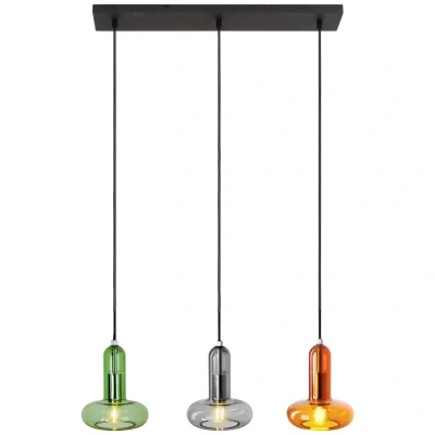 Afbeelding van ECO Light PERSEUS 9470 S 3 COL Hanglamp E14 Bont, Groen, Smoke, Amber