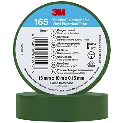Afbeelding van 3M Temflex™ 165 165GR1E Isolatietape Temflex Groen (l x b) 10 m 15 mm 1 stuk(s)