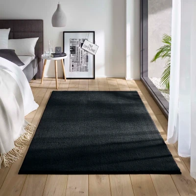 Afbeelding van Zacht Tapijt/Vloerkleed Loft Zwart Wasbaar 30C 80x150 Cm