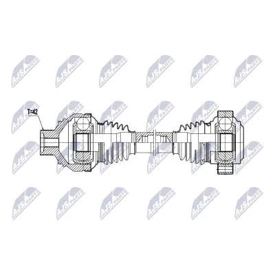 Afbeelding van NTY NPW AU 079 Aandrijfas Achteras rechts 489mm