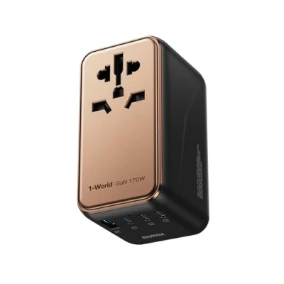 Afbeelding van MOMAX universele stekkeradapter, 170 W, GAN technologie, stekker voor EU/UK/AUS/US/JP Worldwide, snel opladen iPhone, MacBook Pro, Vision AU (type C/A/G/I)