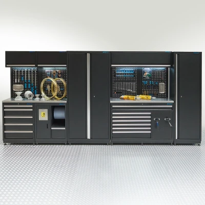 Afbeelding van Datona Werkplaatsinrichting PREMIUM Met RVS Werkblad 422 Cm Breed (422 x 48 200 cm) Matzwart