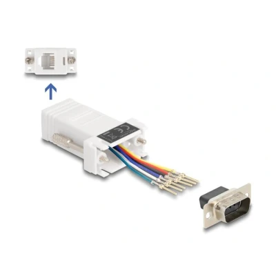 Afbeelding van Delock D Sub 9 Pin Stecker zu RJ12 Buchse Montagesatz weiß HQ produ