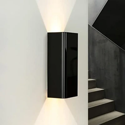 Afbeelding van Wandlamp GU10 binnenshuis, Ganglamp wand, Zwart, Indirecte verlichting Op en neerverlichting Wandlamp, slaapkamer, Trap,