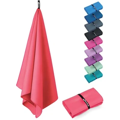 Afbeelding van Fit Flip Microvezel handdoeken compact, ultralicht &amp; sneldrogend de perfecte sporthanddoek, strandlaken en reishanddoek (1x 160x80cm, Sunkist Coral)