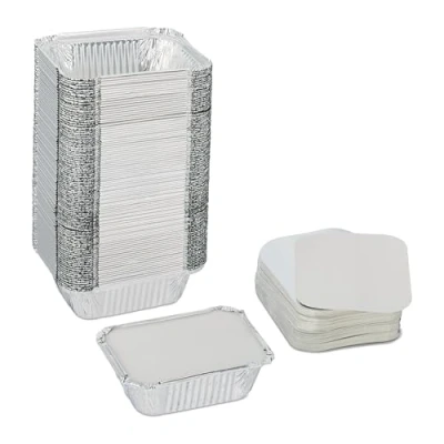 Afbeelding van Relaxdays aluminium bakjes met deksel set van 100 260 ml maaltijd kapsalon