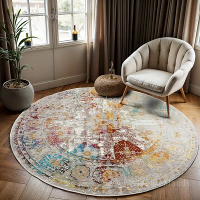 Afbeelding van Picasso Feraghan Vintage Vloerkleed Multi / Beige Laagpolig rond Polypropyleen 350 cm