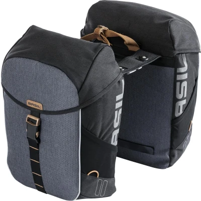 Afbeelding van Basil dubbele fietstas miles doublebag mik 34 liter Grijs