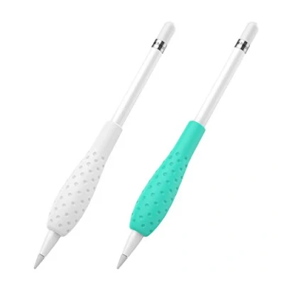Afbeelding van MoKo [2 Pack] Silicone Grip Holder Ergo Protective Sleeve Cover Case Accessories Compatible with Apple Pencil 1st / 2nd Generation, White &amp; Gem Green