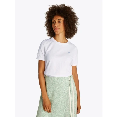 Afbeelding van Tommy Hilfiger Contrast FLAG TEE Tshirt basic, Dames, Maat: Large, Optic white