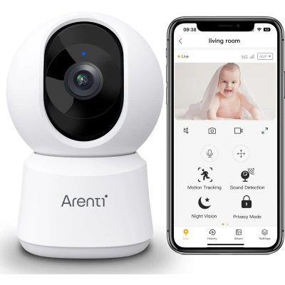Afbeelding van Arenti P2Q Wifi Beveiligingscamera Voor Binnen Huisdiercamera Babyfoon 4MP Beweegbaar Dual Band Draadloos Full360 bewaking Geen Blinde Vlekken Maandelijkse Kosten HD Besturing via App Onvif