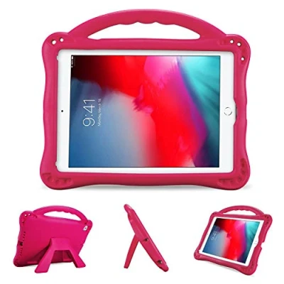 Afbeelding van ProCase kinderhoes voor iPad 9.7 2018 2017 (6e 5e generatie) / Pro 9.7/ Air 2 1 case, kinderbeschermhoes, licht stootvast, kickstandaard, rugged met handvat magenta