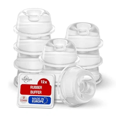 Afbeelding van LouMaxx Rubberen pad, 12 stuks, transparant, Ø 22 mm, extra sterke kleefvoeten, premium anti slip, krassen, lawaai en trillingen