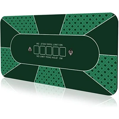 Afbeelding van Professionele Pokermat 180 x 90 cm, 8 Speler Draagbare Rubberen Texas Hold&#039;em Pokertafelbladlay out Met Draagtas Om Kaarten te Spelen, Pokerspellen, Blackjack, Casino (Rechthoek Groen)