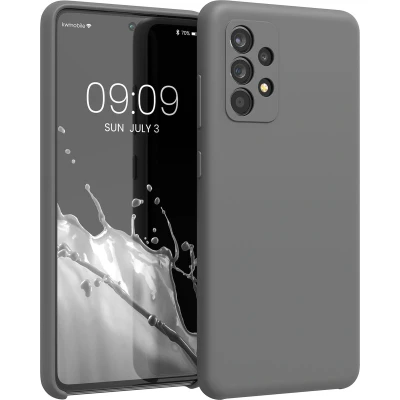 Afbeelding van kwmobile telefoonhoesje geschikt voor Samsung Galaxy A52 / 5G A52s Hoesje met siliconen coating Smartphone case in steengrijs