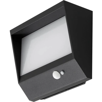 Afbeelding van Lucande LED solar wandlamp Dava, 14 cm hoog, aluminium, sensor