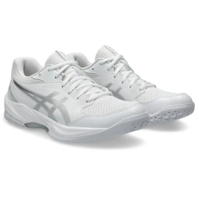 Afbeelding van Asics Geltask 4 Handbalschoenen, Dames, Maat: 37.5, White/pure silver Textiel/ synthetisch