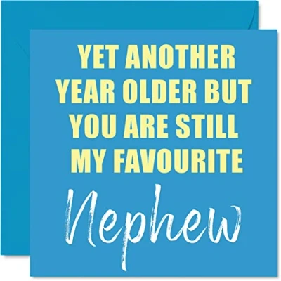 Afbeelding van Grappige verjaardagskaarten voor neef nog een jaar ouder steeds mijn favoriet Banter Happy Birthday Card van tante oom verjaardagscadeaus, 145 mm x grap humor wenskaarten cadeau