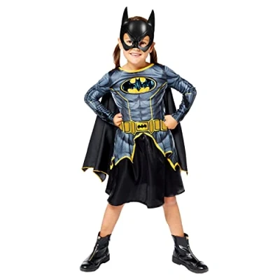 Afbeelding van Amscan Kinderkostuum Batgirl, jurk met cape, 3D masker, 100% gerecyclede materialen, Super Heroes, themafeest, carnaval