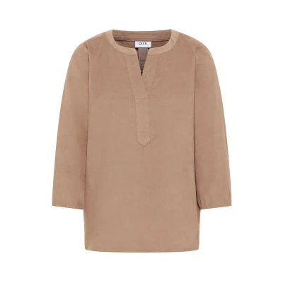 Afbeelding van Cecil Split NECK Blouse, Dames, Maat: XXL, Braun