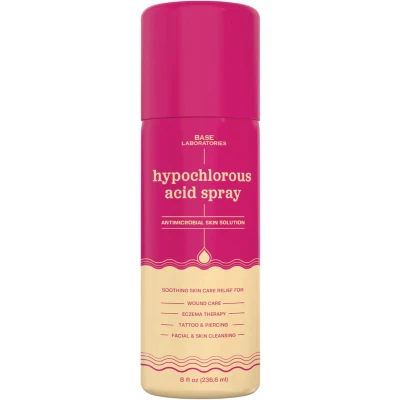 Afbeelding van BASE LABORATORIES Hypochlorous Acid Spray huidgenezing bij wonden spuitoplossing voor wondverzorging, eczeem, tattoo en piercing nazorg wondspoeling met zoutoplossing hypochlorououszuur