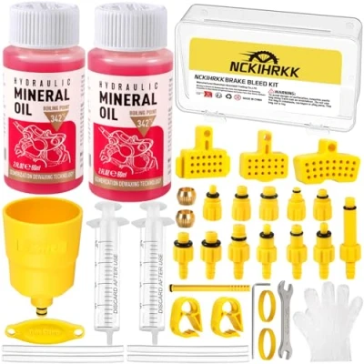 Afbeelding van NCKIHRKK Remontluchtingsset ontluchtingsset voor Shimano schijfremmen, inclusief 120 ml remvloeistof, fietsremontluchtingsset SHIMANO, MAGURA, TEKTRO