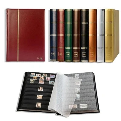 Afbeelding van Prophila Leuchtturm 60 zwarte pagina&#039;s insteekboek postzegelalbum rood