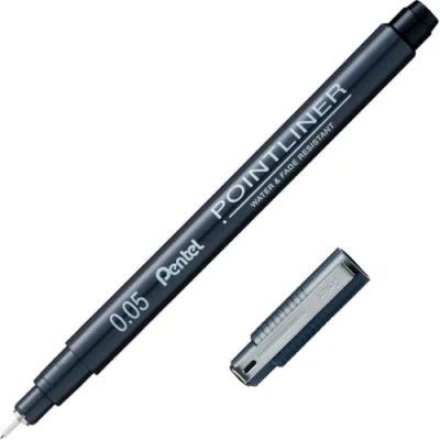 Afbeelding van Pentel Pointliner S20P 05A, Fineliner, zwart, waterdicht en lichtecht, 0,05 mm, 12 stuks