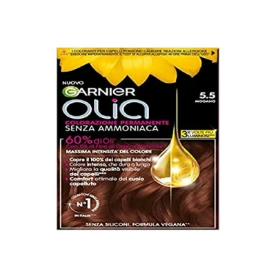 Afbeelding van Garnier Olia haarverf, permanente haarkleur, zonder ammoniak, met bloemolie van natuurlijke oorsprong, veganistische formule, mahonie
