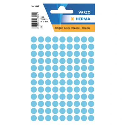 Afbeelding van HERMA Etiket 1843 rond 8mm blauw 540stuks