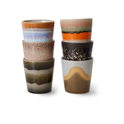 Afbeelding van HKLIVING koffiekopje 70s (Ø7,5 cm) (180 ml) (set van 6)