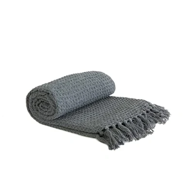 Afbeelding van Emma Barclay Honingraat Gerecycleerd Katoen Effen Wafel Gestructureerde Stoel Sofa Setee Overdeken in Houtskool Grijs 50x60 (127x152cm)
