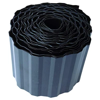Afbeelding van EXCOLO 9m gazon rand 15 cm hoog bed behuizing Beetumrandung omgrenzing in zwart/antraciet trapezium welling