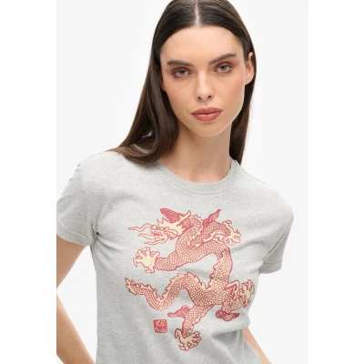 Afbeelding van Superdry Komodo Dragon Tshirt print, Dames, Maat: 42, Pumice stone beige marl