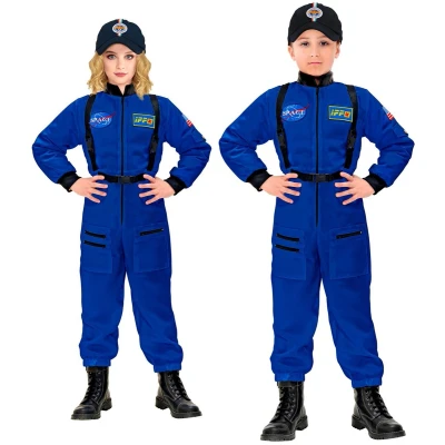 Afbeelding van Widmann Science Fiction &amp; Space Kostuum Blauwe Astronaut Op Weg Naar De Maan Kind Blauw Maat 140 Carnavalskleding Verkleedkleding