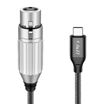 Afbeelding van J&amp;D USB C naar XLR Microfoon Audio Kabel, Gevlochten Vrouwelijk Kabel voor Opnemen, Dynamische Microfoon, Compatibel iPad, iMac, MacBook, PC, Galaxy S22/S21/S20