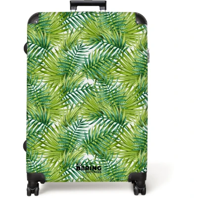 Afbeelding van NoBoringSuitcases.com® Koffer groot Reiskoffer lichtgewicht Palm bladeren patroon licht groen Rolkoffer met 4 wielen Grote trolley XL 98 liter bagage