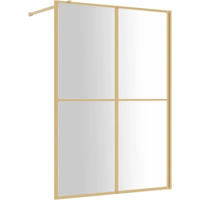 Afbeelding van vidaXL Inloopdouchewand transparant 140x195 cm ESG glas goudkleurig