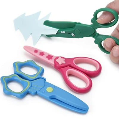 Afbeelding van DealKits Kinderveiligheidsschaar, 3 stuks kinderschaar, papierschaar, knutselschaar, kleuterschool, beginners schaar met kunststof lemmet, doe het zelf handwerk, ideaal voor vanaf 2