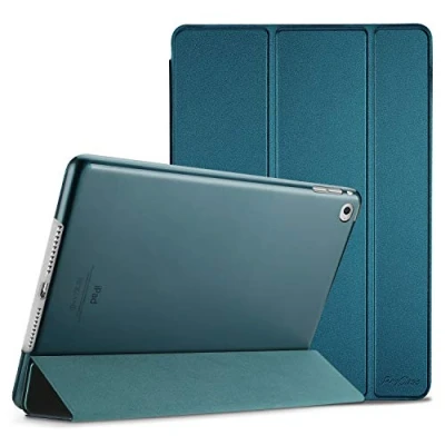 Afbeelding van ProCase Hoes voor iPad Air 2 (2014 Release), Lichte Stand beschermhoes Shell met doorzichtige matte achterkant, automatische slaap/wakker worden, case cover (A1566 A1567) groenblauw